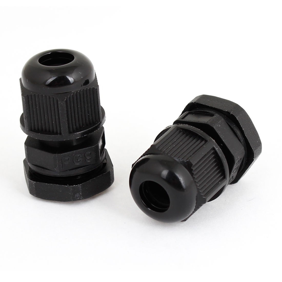 2 Pcs Black Plastic Waterproof Cable Gland Connector Locknut PG9