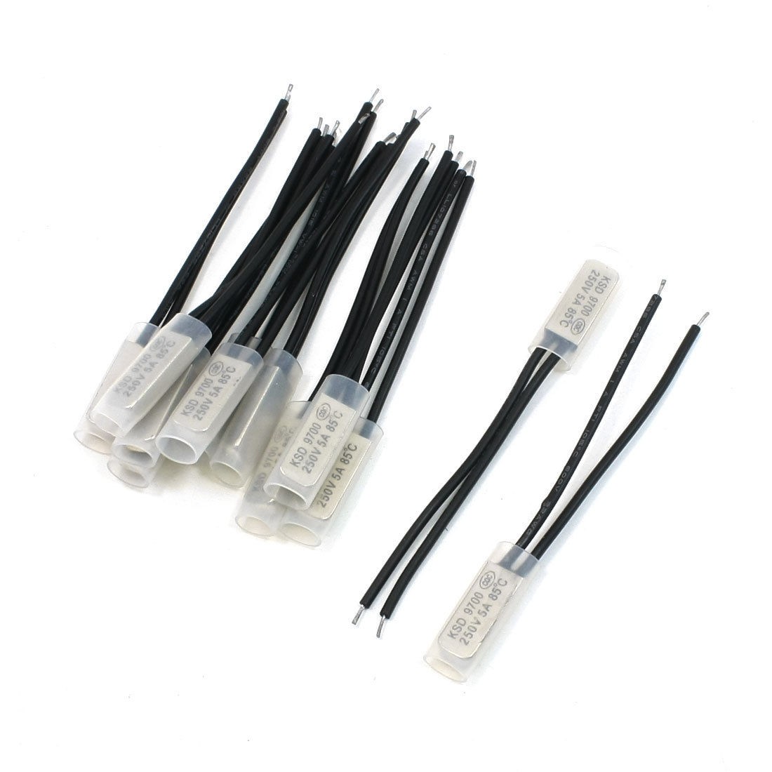 12 Pcs NC 85C 2 Wire Connector Bimetal Thermal Thermostat Switch 250V 5A