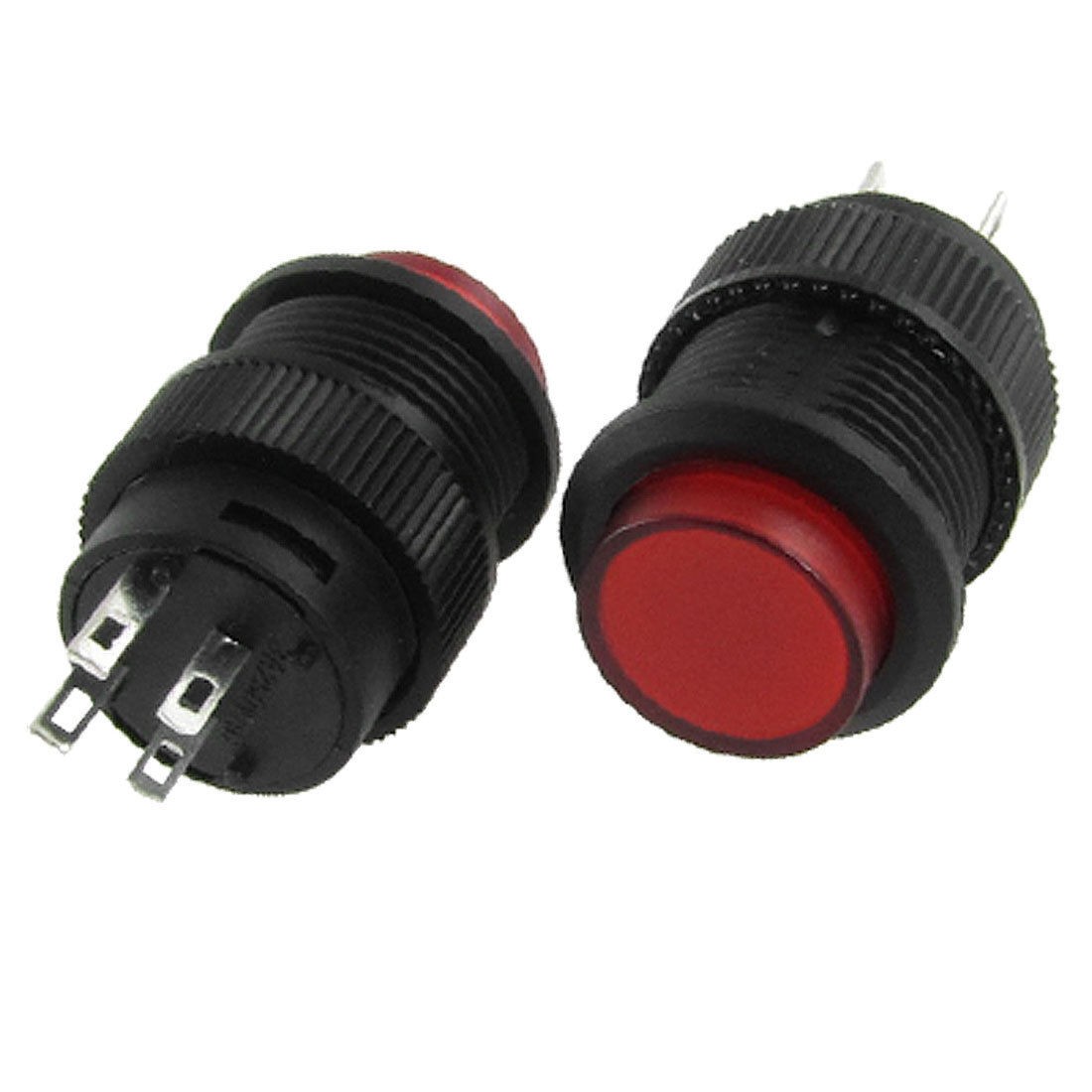 2 Pcs 4 Pin 3V LED Light RED Cap OFF(ON) N/O NO Self-locking Push Button Switch