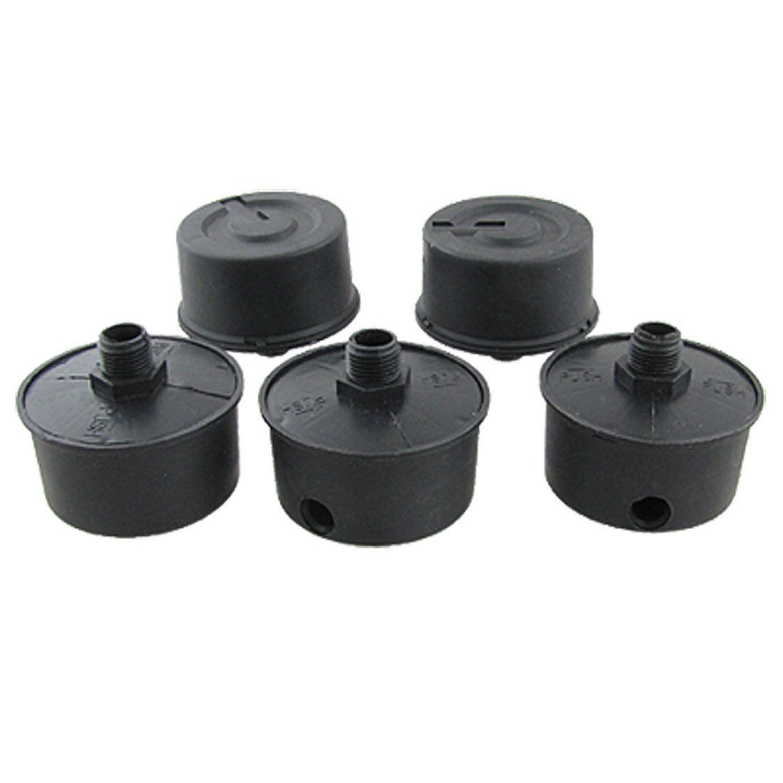 5 Pcs 0.65" Diameter Threaded Black Compressor Muffler