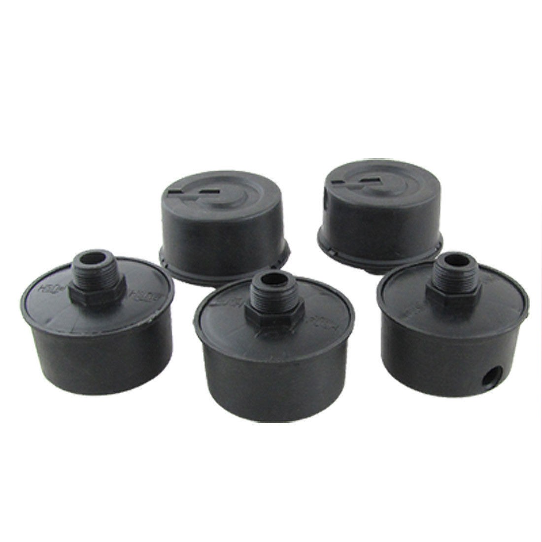 5 Pcs 0.78" Thread Black Plastic Compressor Silencer