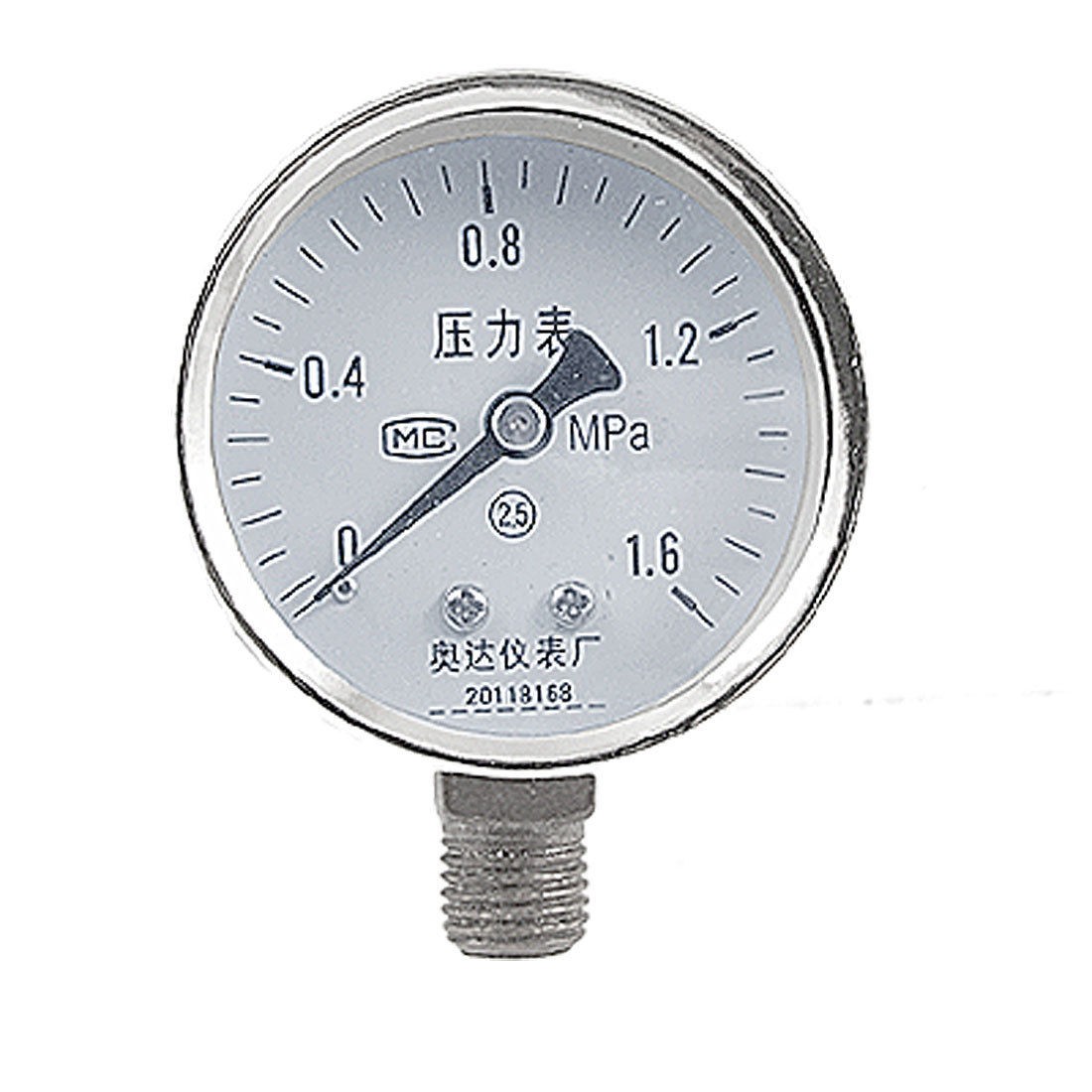 Air Compressor Round Dial Pressure Gauge 0-1.6 MPa Black Silver Tone