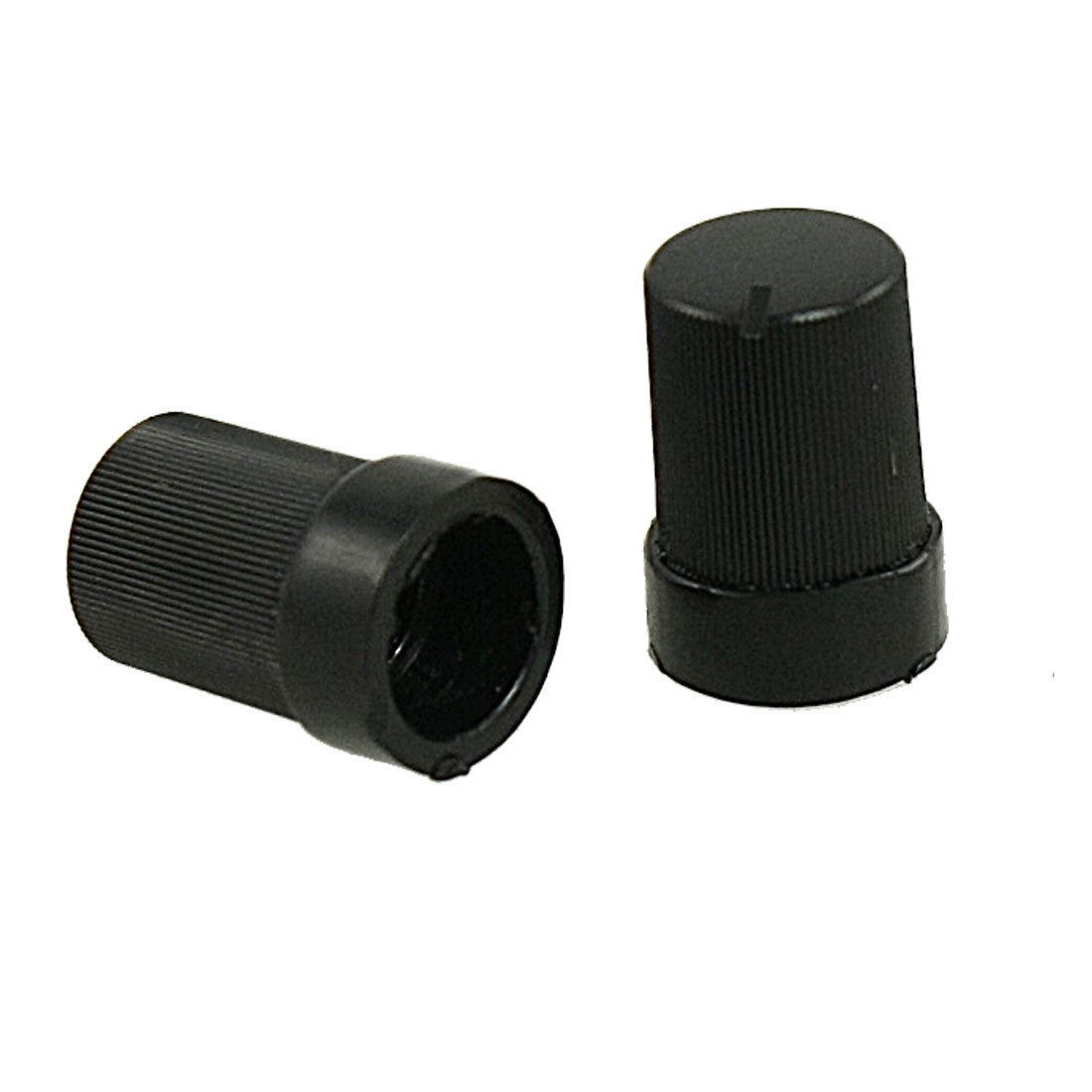 5 x Black Plastic Ribbed Grip 9mm Top Dia Potentiometer Rotary Knobs