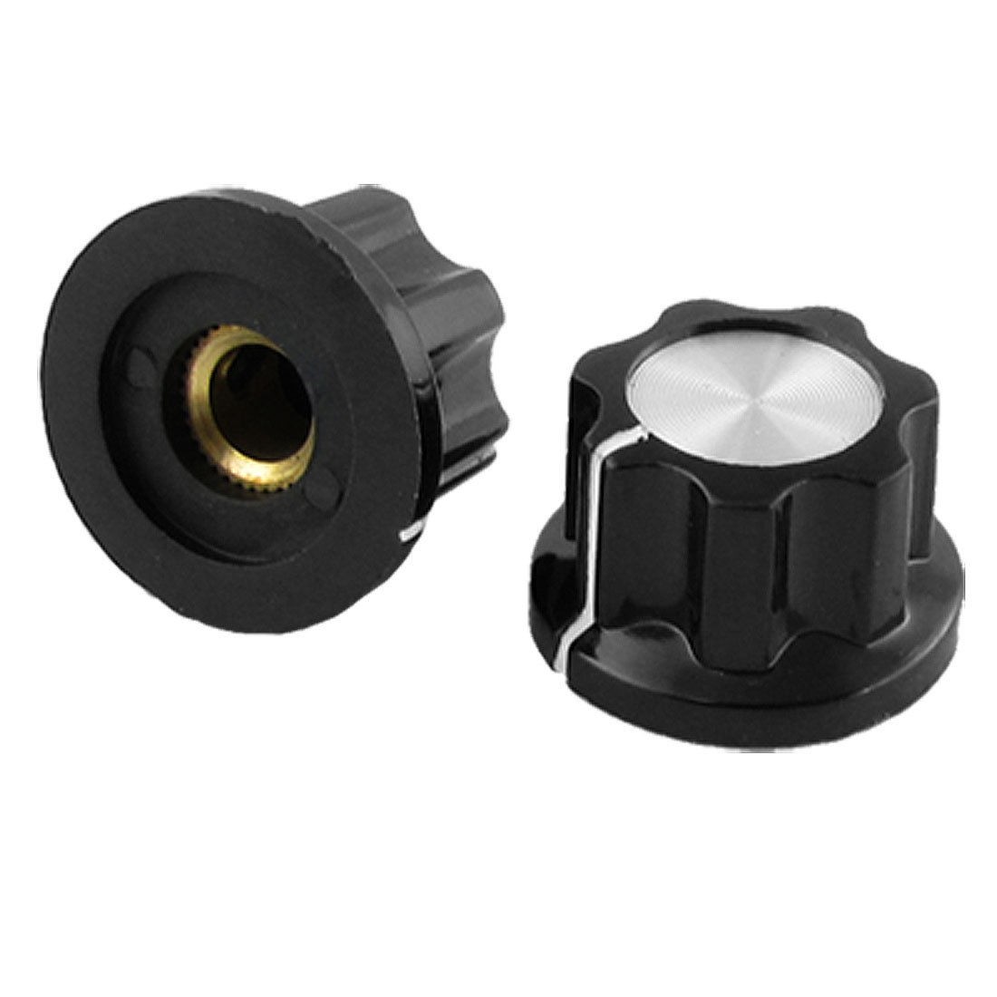 4 x Round Shaft Push on Potentiometer Volume Knob Black 3/4"