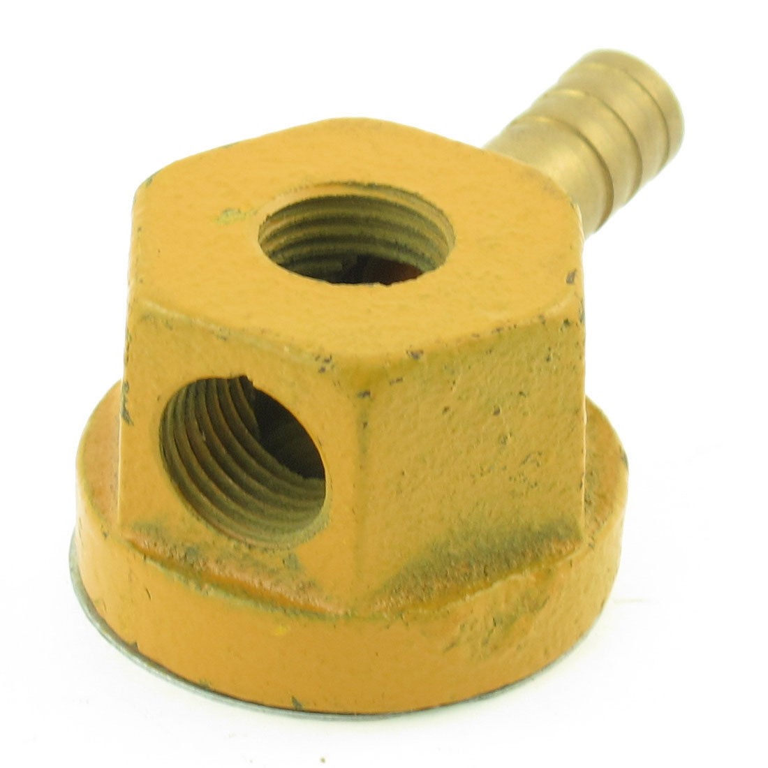 Yellow Double Outlet 12mm Thread Coolant Magnetic Base Pipe Holder