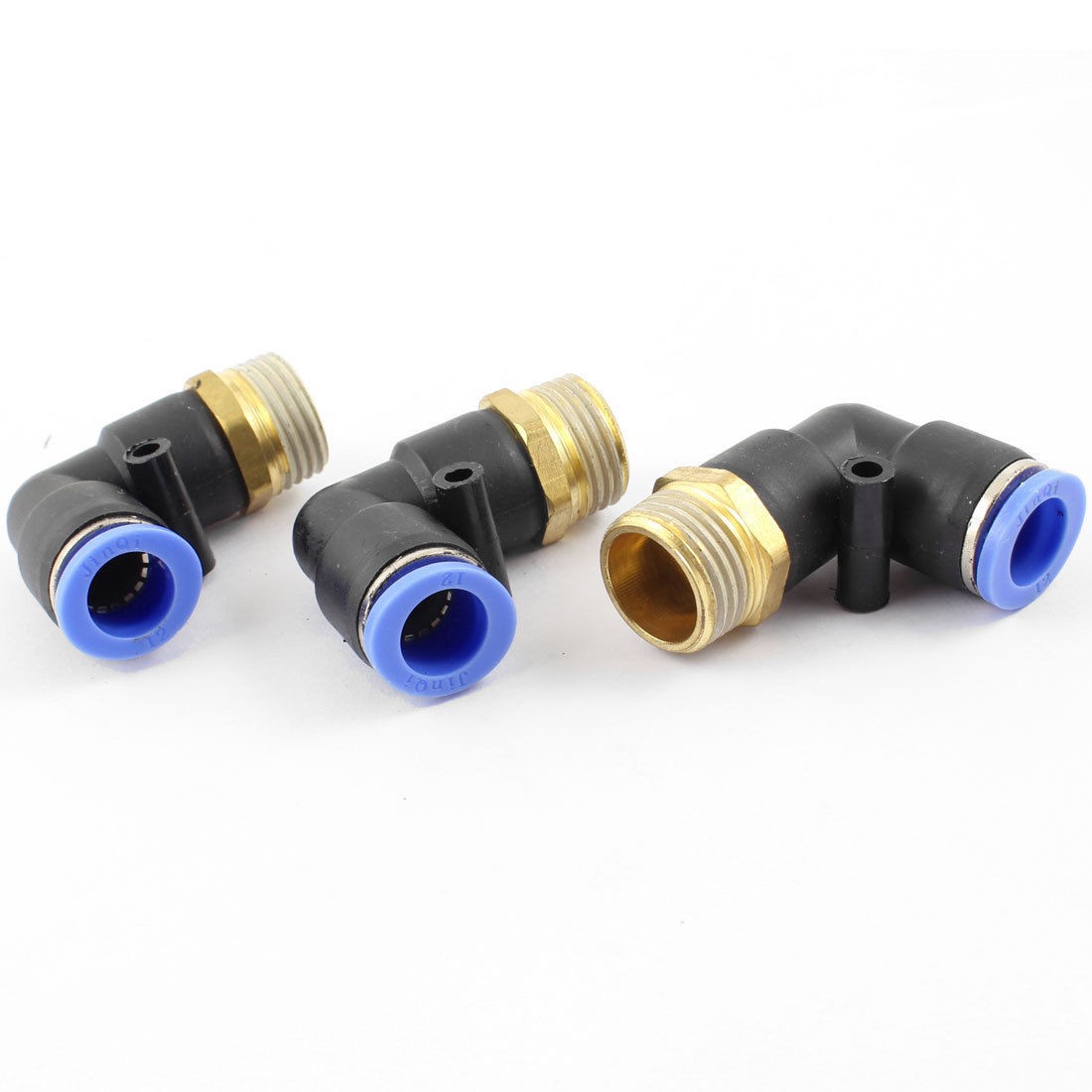 Pneumetic 12mm to 1 2" PT Male Thread One Touch Elbow Quick Fitting 3pcs