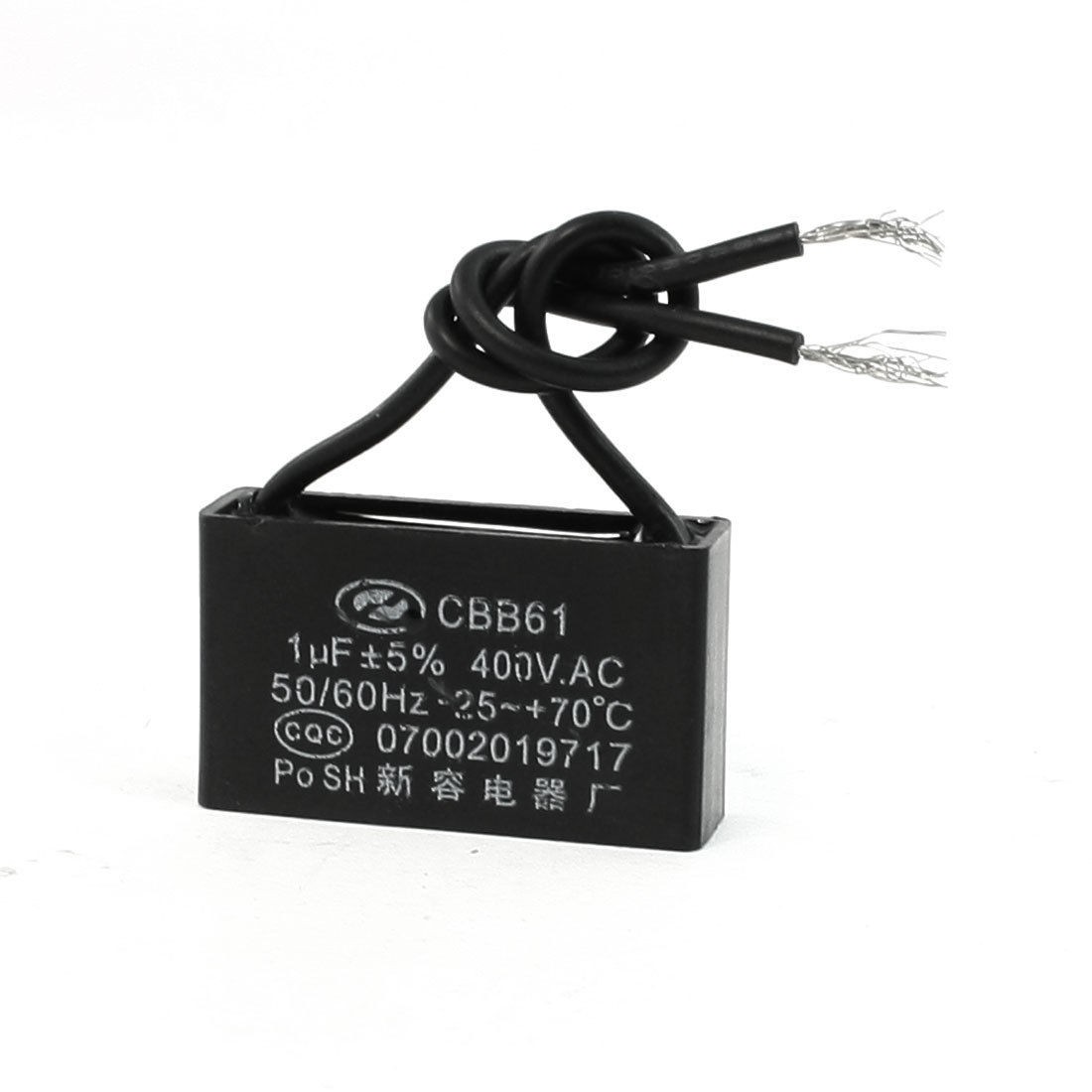 Cuboid Polypropylene Film Ceiling Fan CBB61 Motor Capacitor AC 400V 1uF