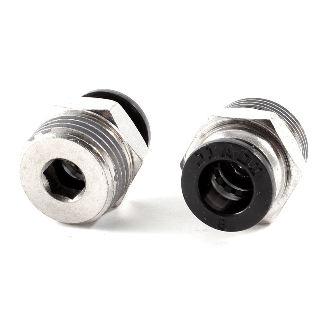 2 Pcs 3/8" PT OD Tubing 8mm Push In Joint Pneumatic Connector Quick Fitting