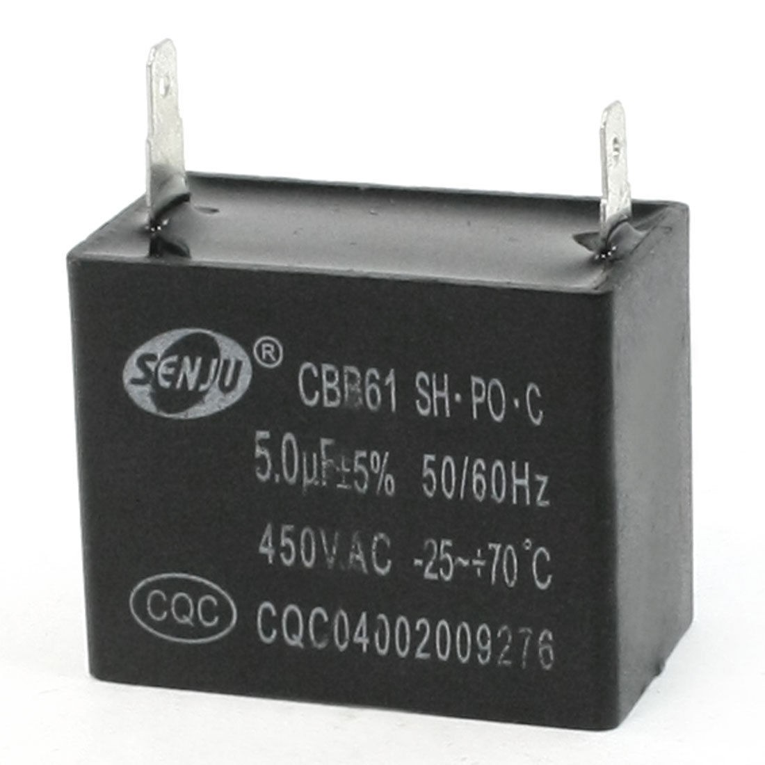 CBB61 5uF AC 450V 2-Pin Rectangle Motor Capacitor 50/60Hz