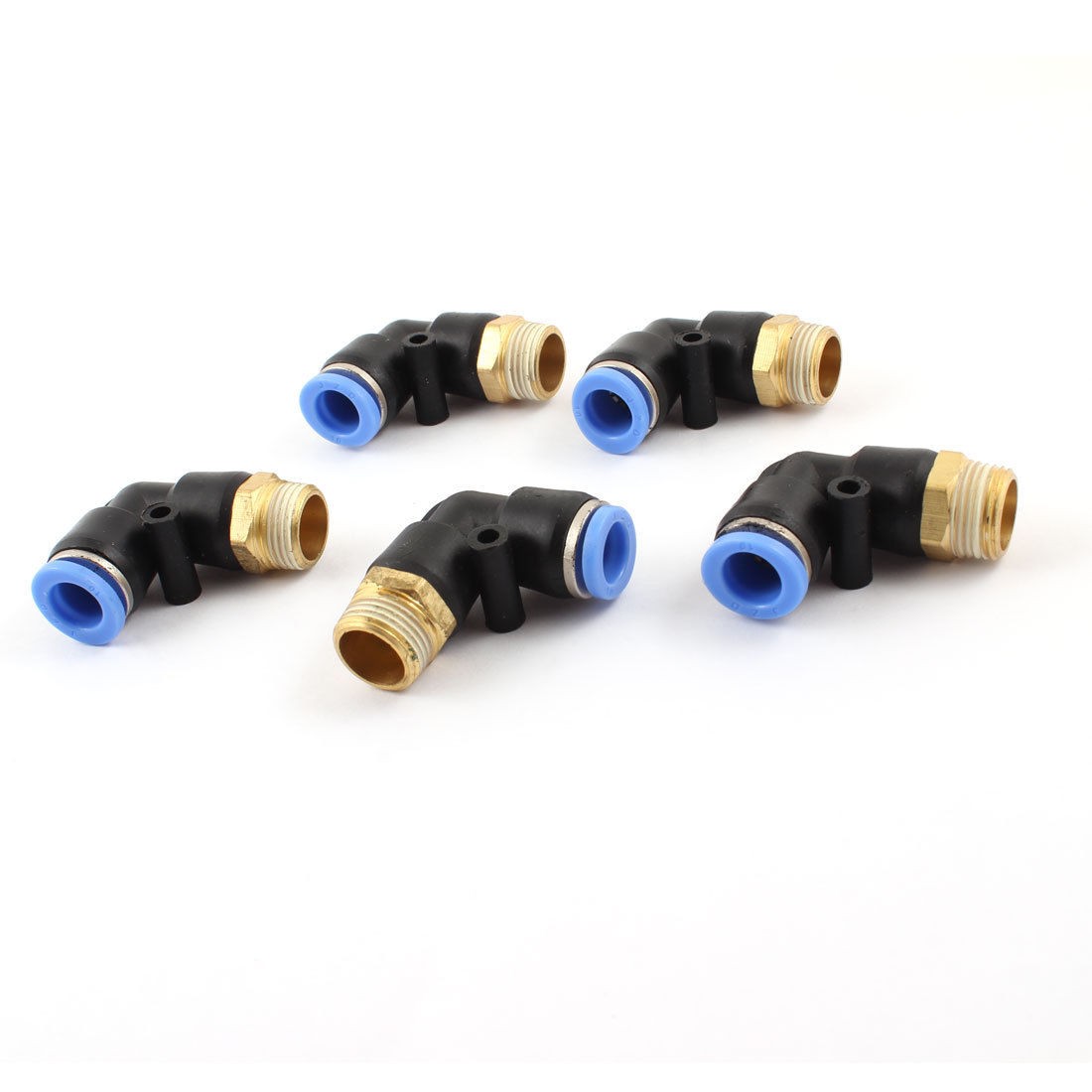 5 Pcs Pneumetic 10mm to 3 8" PT Male Thread One Touch Elbow Quick Fittings