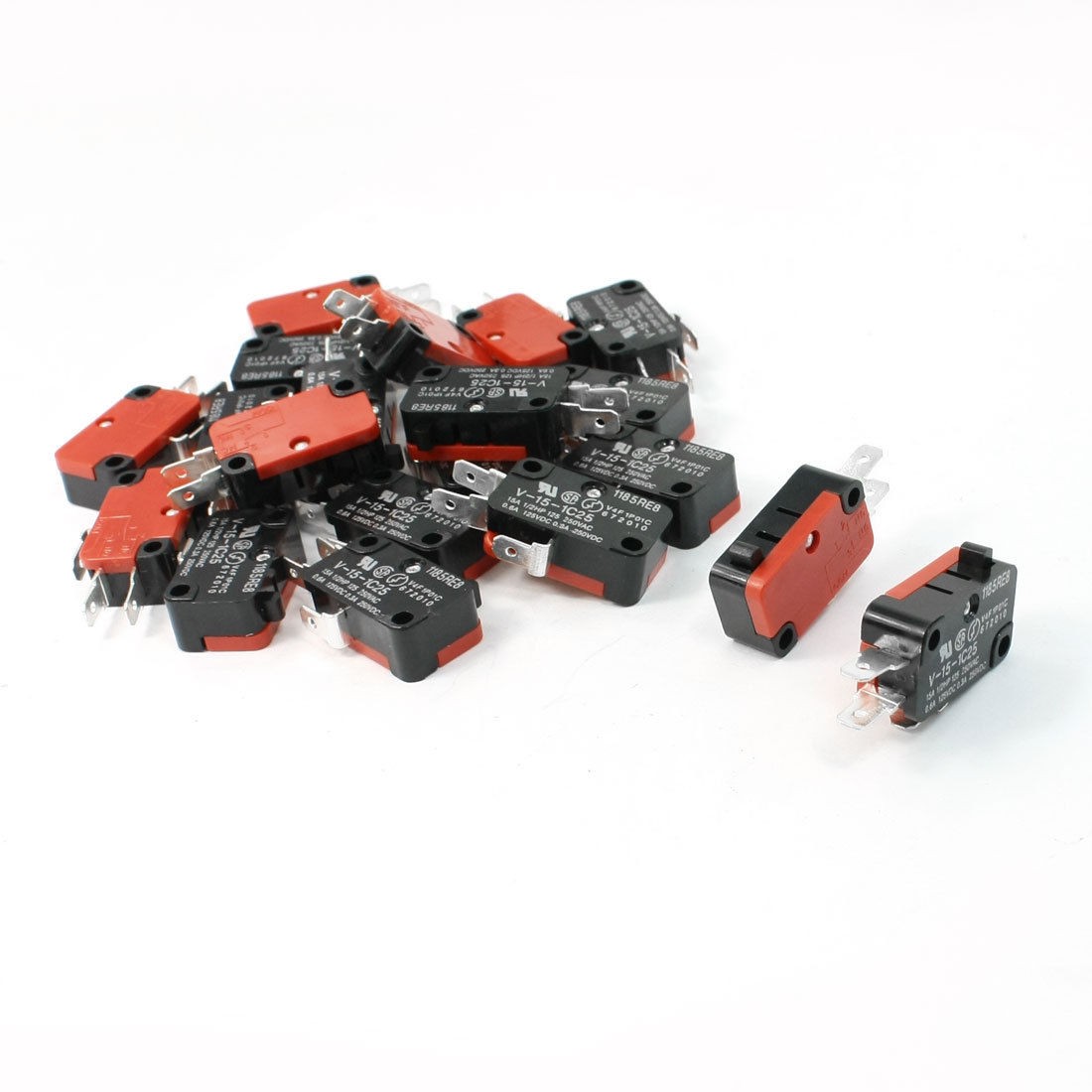 15A 250VAC Black Push Button Control SPDT NO+NC Micro Switch 20 Pcs