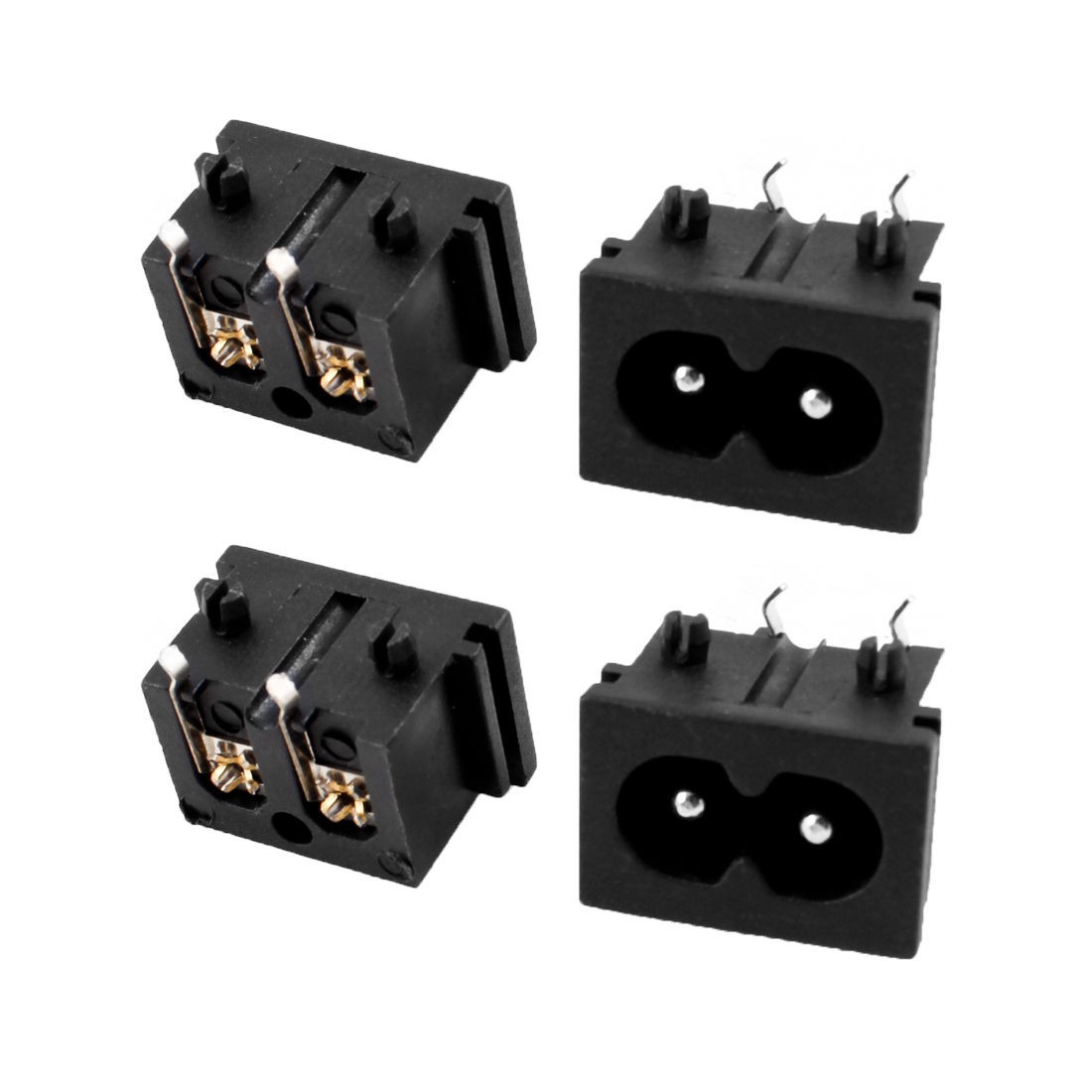4pcs AC 250V 2.5A Panel Mount IEC320 C8 Power Inlet Socket Soldering 2 Terminal