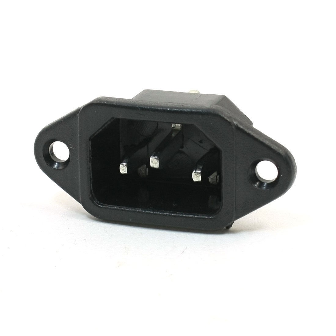 AC 250V 10A 3P C14 Plug Panel Mount Power Inlet Socket Black