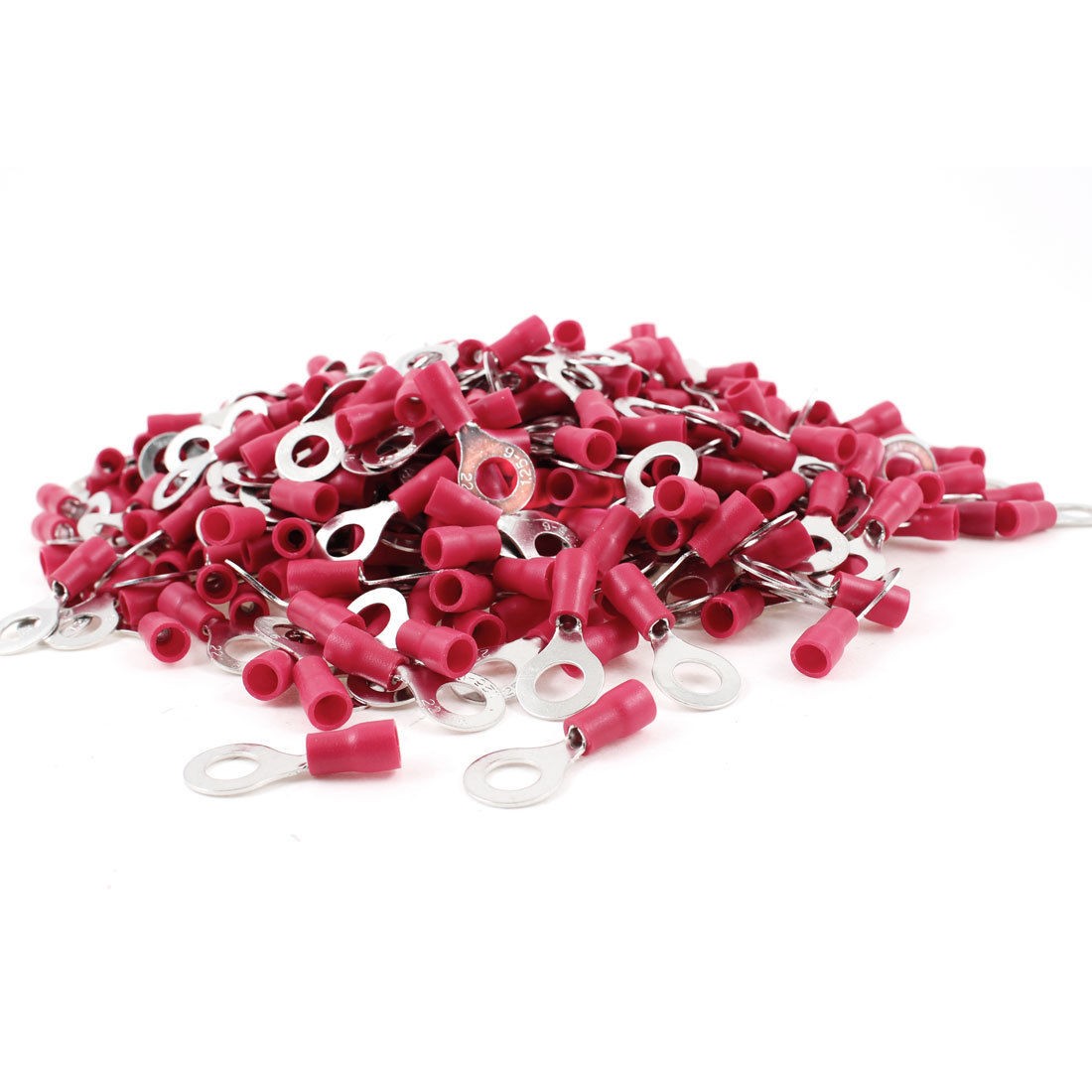 1000 Pcs RV1 25 6 Ring Tongue Type Pre Insulated Terminal Red for AWG 22 16