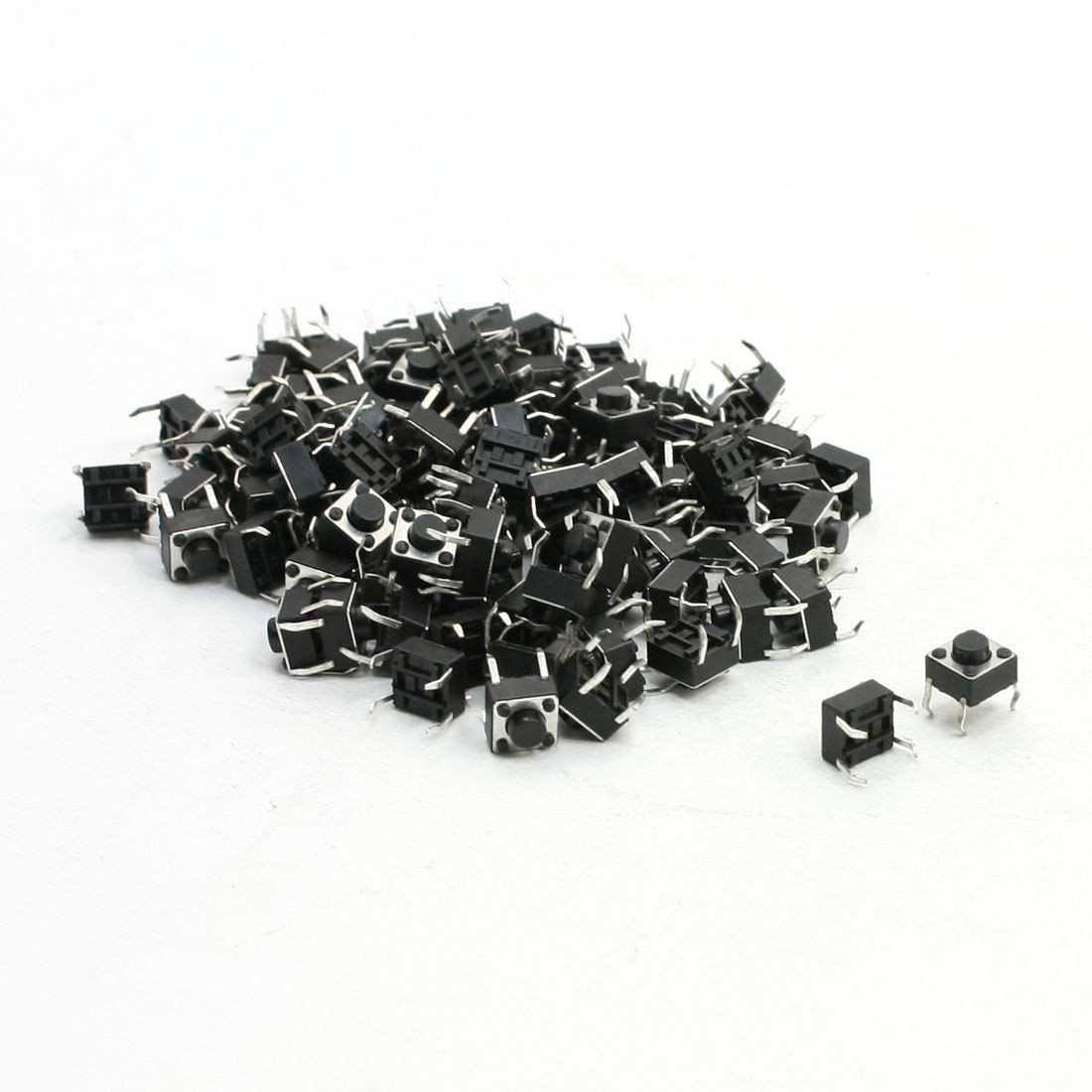 100 Pcs DIP Through Hole Mount 4 Pin Momentary Tactile Tact Switch 6x6x5mm