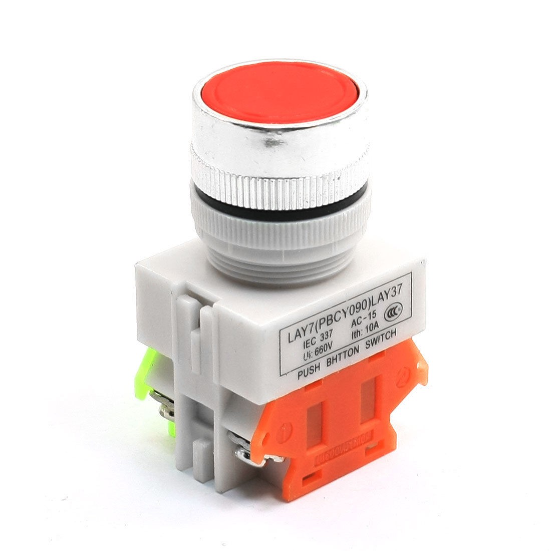 Red Round Cap Momentary DPST Panel Push Button Switch Ui 600V Ith 10A