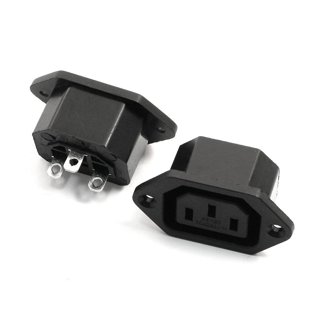 2Pcs AC 250V 10A Screw Type IEC 320 C13 Female Outlet Power Socket Adapter