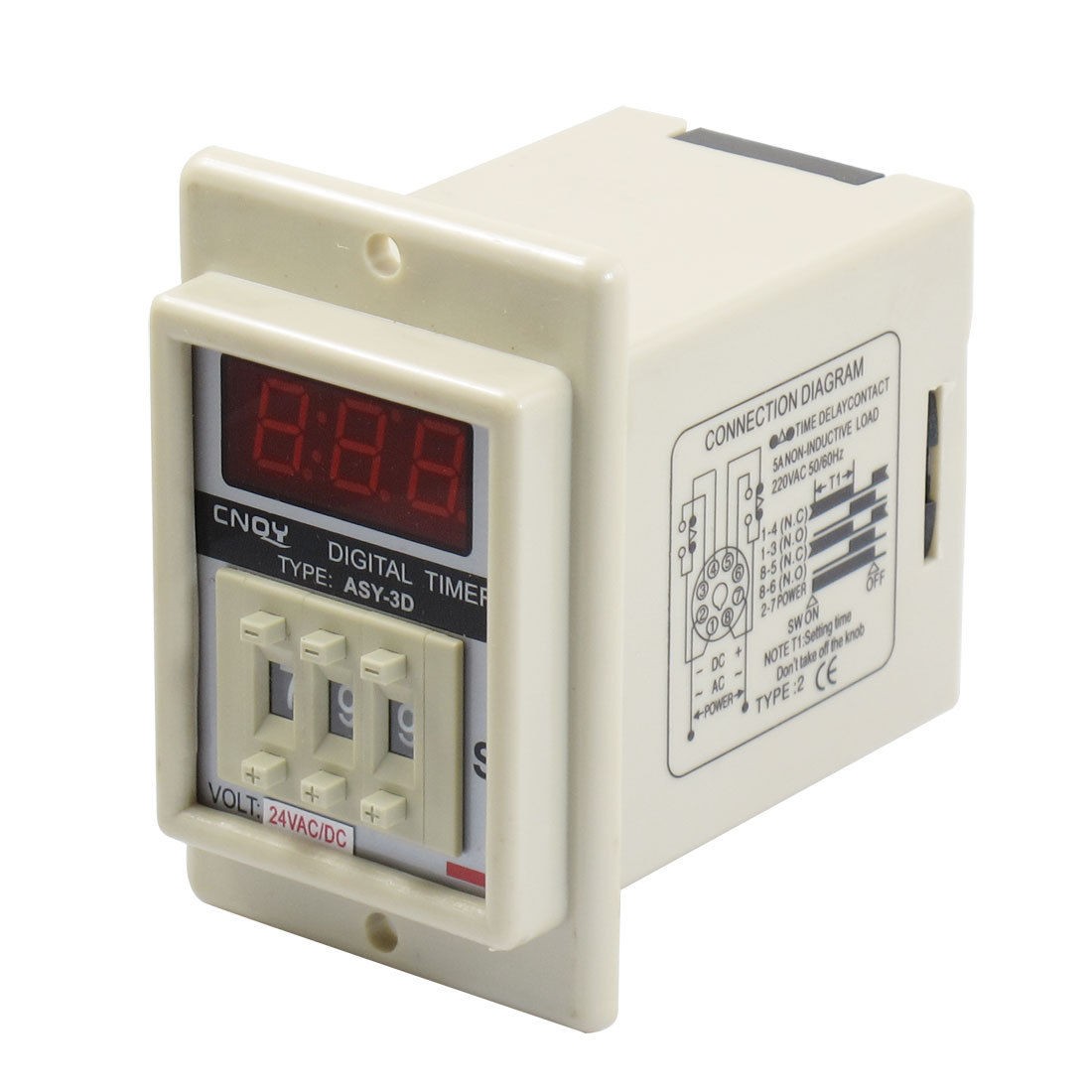 AC/DC 24V 8 Pin 1-999 Second Digital Timer Time Delay Relay Beige ASY-3D