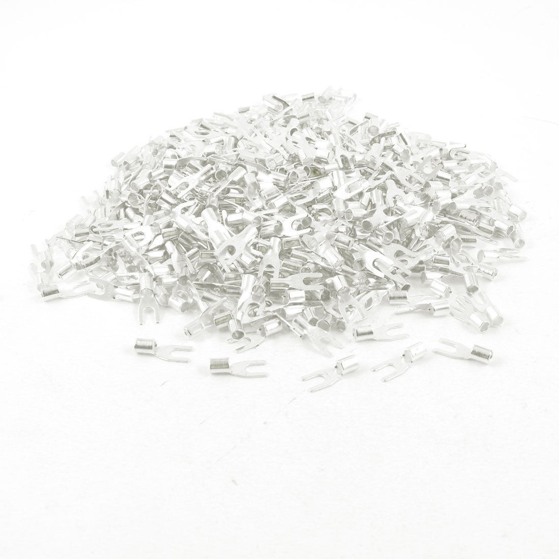 1000 Pcs 3.2mm Wire Cable Connector Copper Lug Non-insulated Fork Terminal