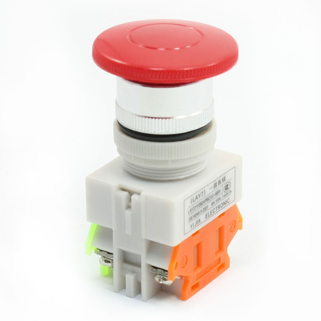 Ui 660V Ith 10A Red Mushroom Button Momentary Pushbutton Switch DPST