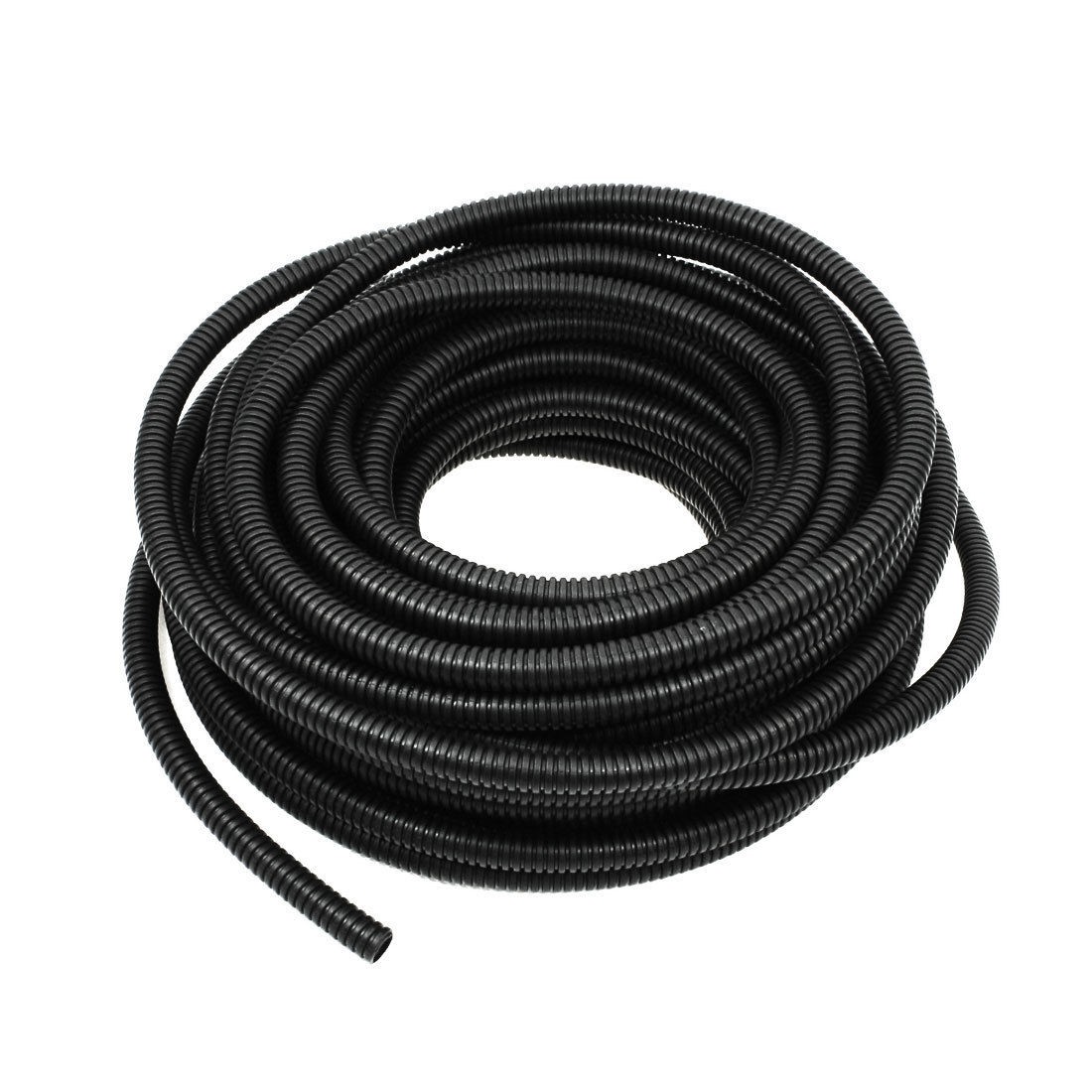 Black Plastic 10mm Dia 65.6Ft Corrugated Shaped Pipe Bellows Tube