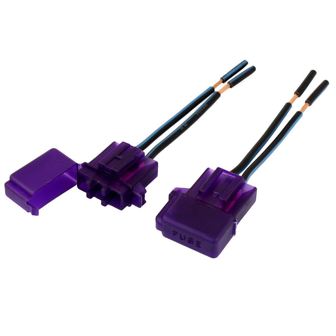 2pcs Purple Plastic Shell Two Wired Audio Inline ATC Blade Fuse Holder for Car