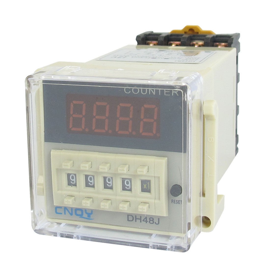 DH48J 1-999900 Count Up Digital Counter Relay w Base AC/DC 12V 50/60Hz