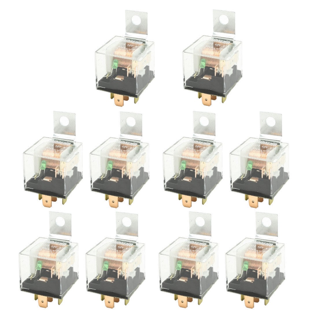 12V 40A 5P SPDT 1NO 1NC Green Pilot Lamp JD1914 Car Relay 10 Pcs