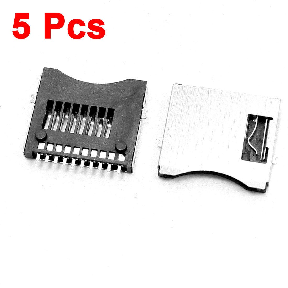 5 Pcs SMT Surface Mount Pull-Out Type Micro SD Card Sockets 12 x 13.5 x 1.8mm