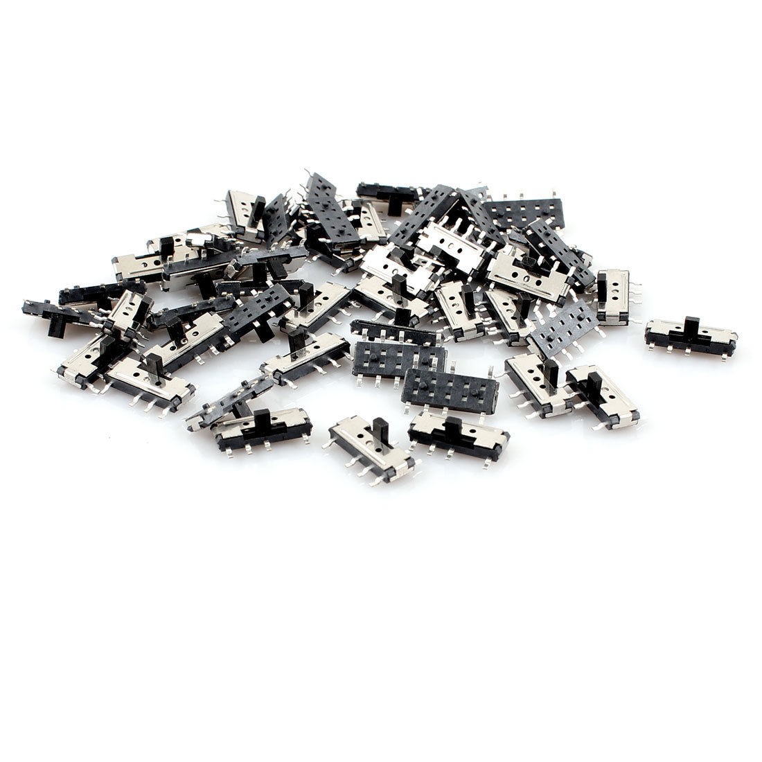 50 Pcs On/Off/On 3-Position 8 Pin DPDT 2P2T Vertical Mini SMD SMT Slide Switch