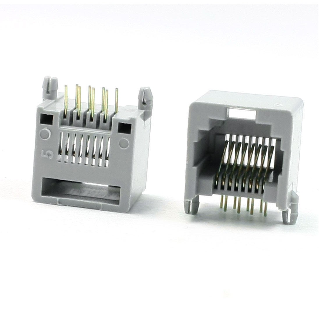 30 Pcs Gray Plastic Shell 8P8C RJ45 PCB Jack Female Connector 14.5mm Height