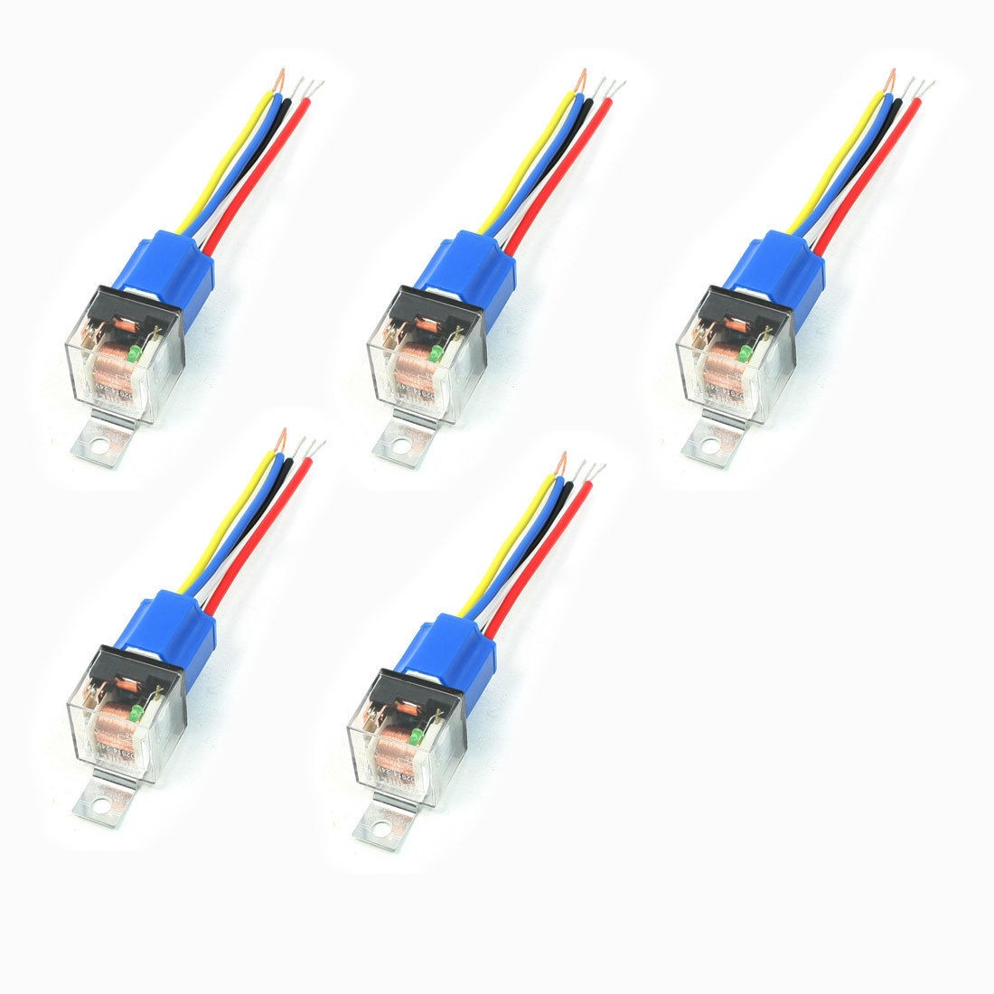 5 Pcs SPDT Ceramic Socket 5 Pin Green Indicator Car Relay DC 24V 80A JD2914