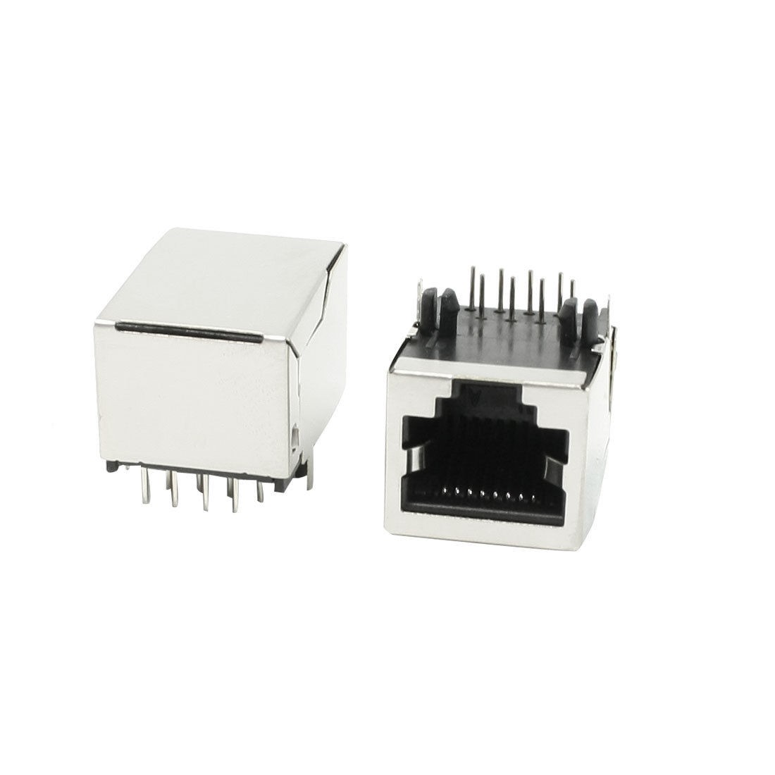 Right Angle Pins 8P8C RJ45 Shielded Modular Jacks Female Connectors 2 Pcs