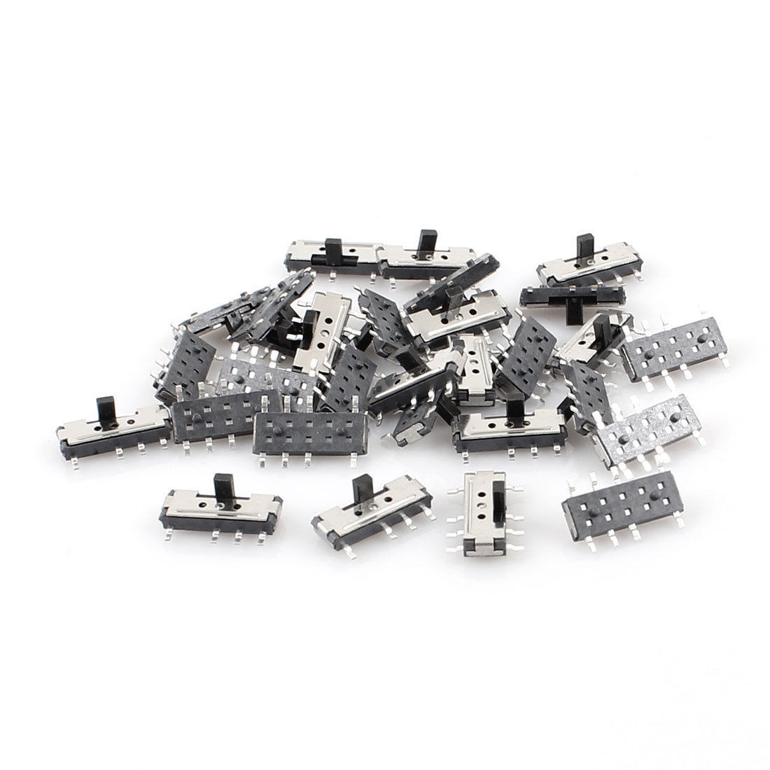30 Pcs On/Off/On 3-Position 8 Pin DPDT 2P2T Vertical Micro SMD SMT Slide Switch