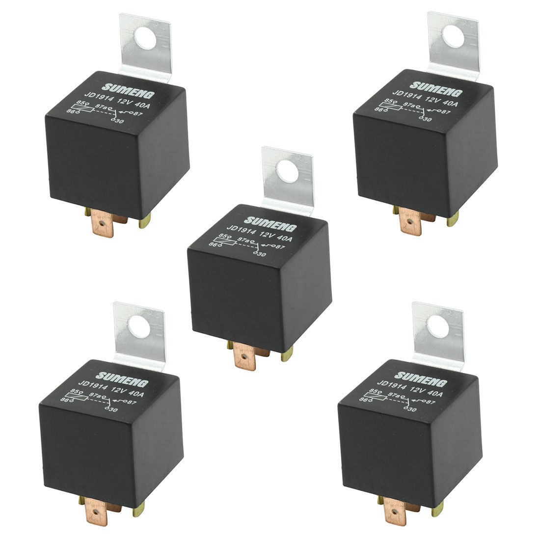 DC 12V 40A 1NO 1NC SPDT 5 Pin Male Plug Truck Car Power Relay 5 Pcs