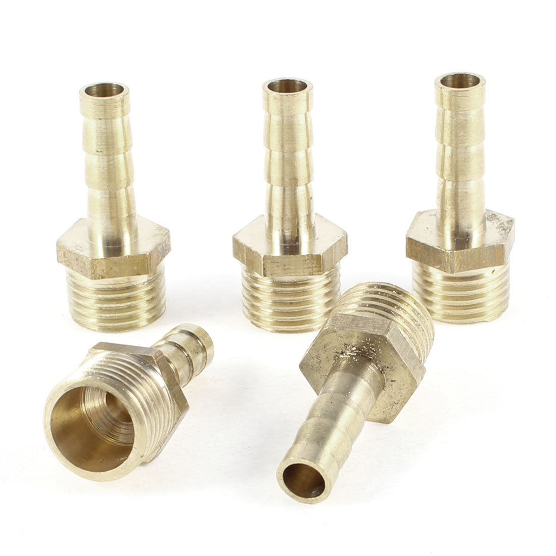 5 Pcs 1/4"PT Male Thread to 6mm Hose Barb Brass Straight Coupling Fitting