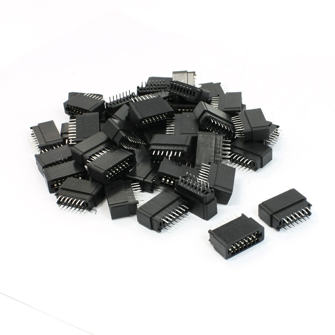 50 Pcs Dual Rows 2 54mm Pitch Straight IDC Pin Headers 14 Pins