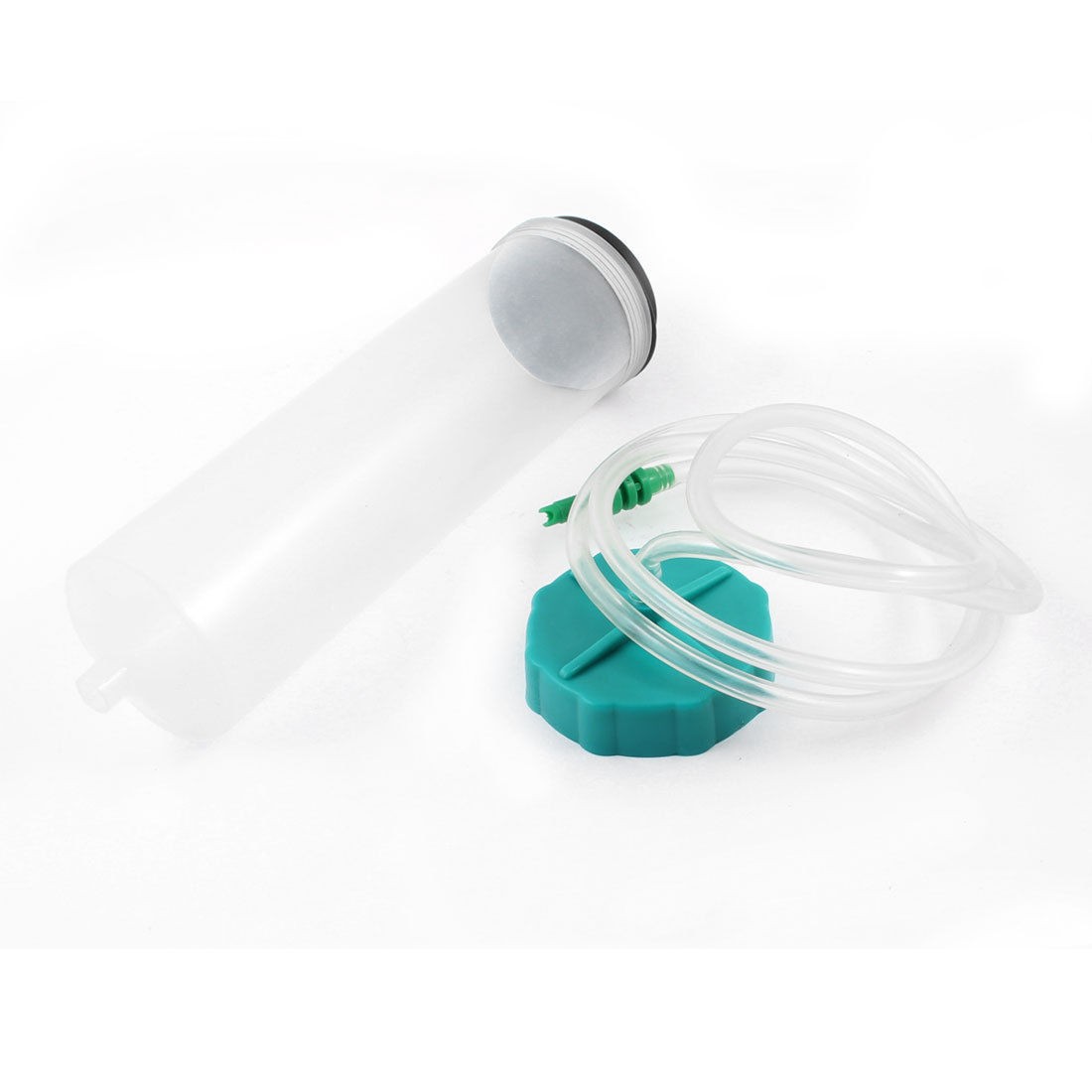300CC Helix Luer Lock Tip Dispenser Syringe Barrel Clear Teal Blue w Adapter