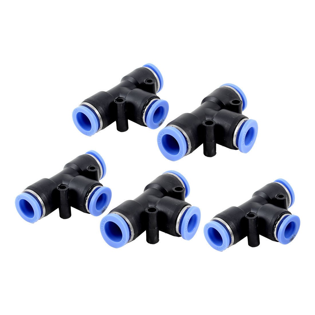 5 Pcs Pneumatic 12mm to 12mm Push in Connector Tee Shaped Quick Fittings