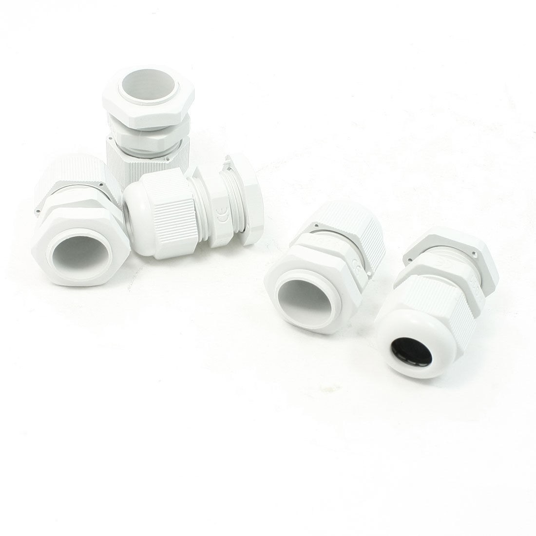 White Plastic Waterproof Cable Gland Joint Connector PG11 5 Pcs