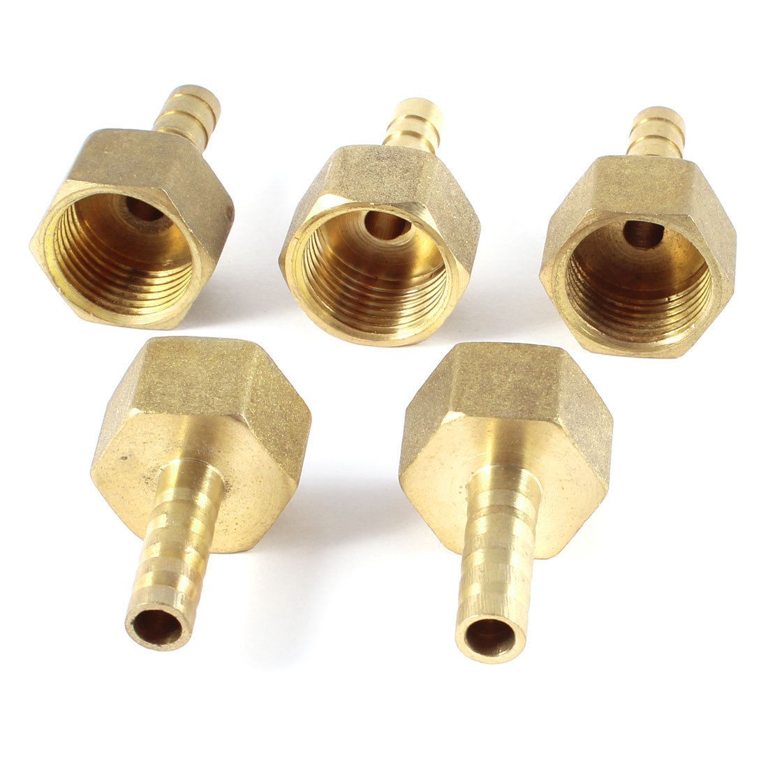 5 Pcs 1 2"PT Female Thread to 8mm Air Hose Barb Brass Straight Fitting Connector