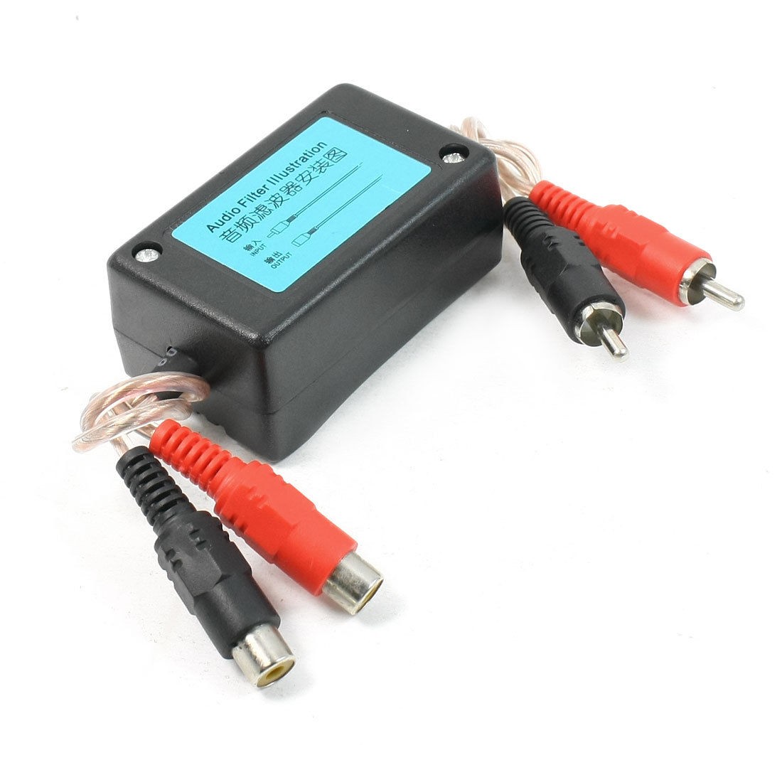 Car Auto RCA M to F Cable Audio Noise Filter Adapter Black
