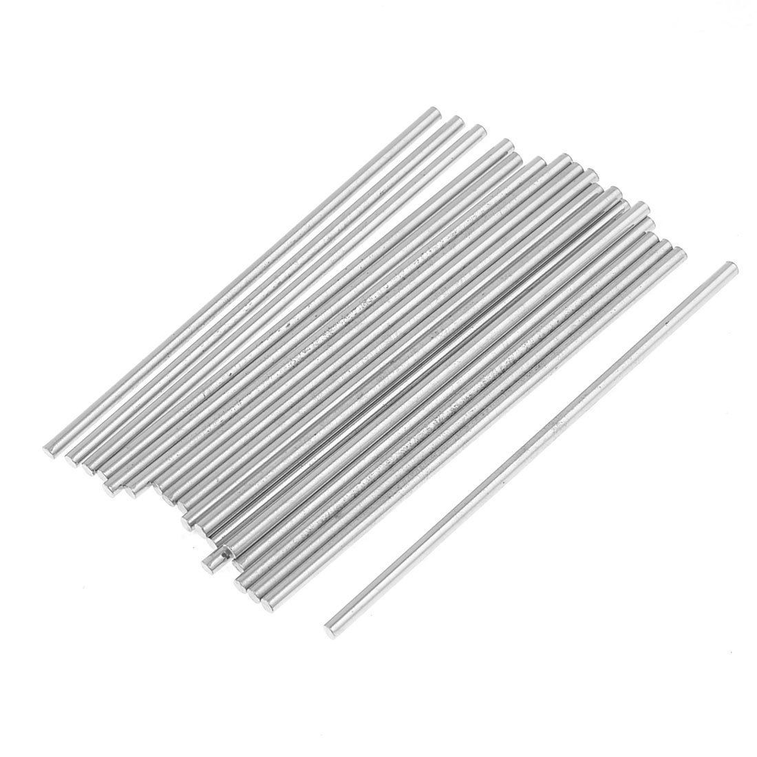 20 Pcs Silver Tone Metal Straight Round 100mm x 3mm Axle Rods