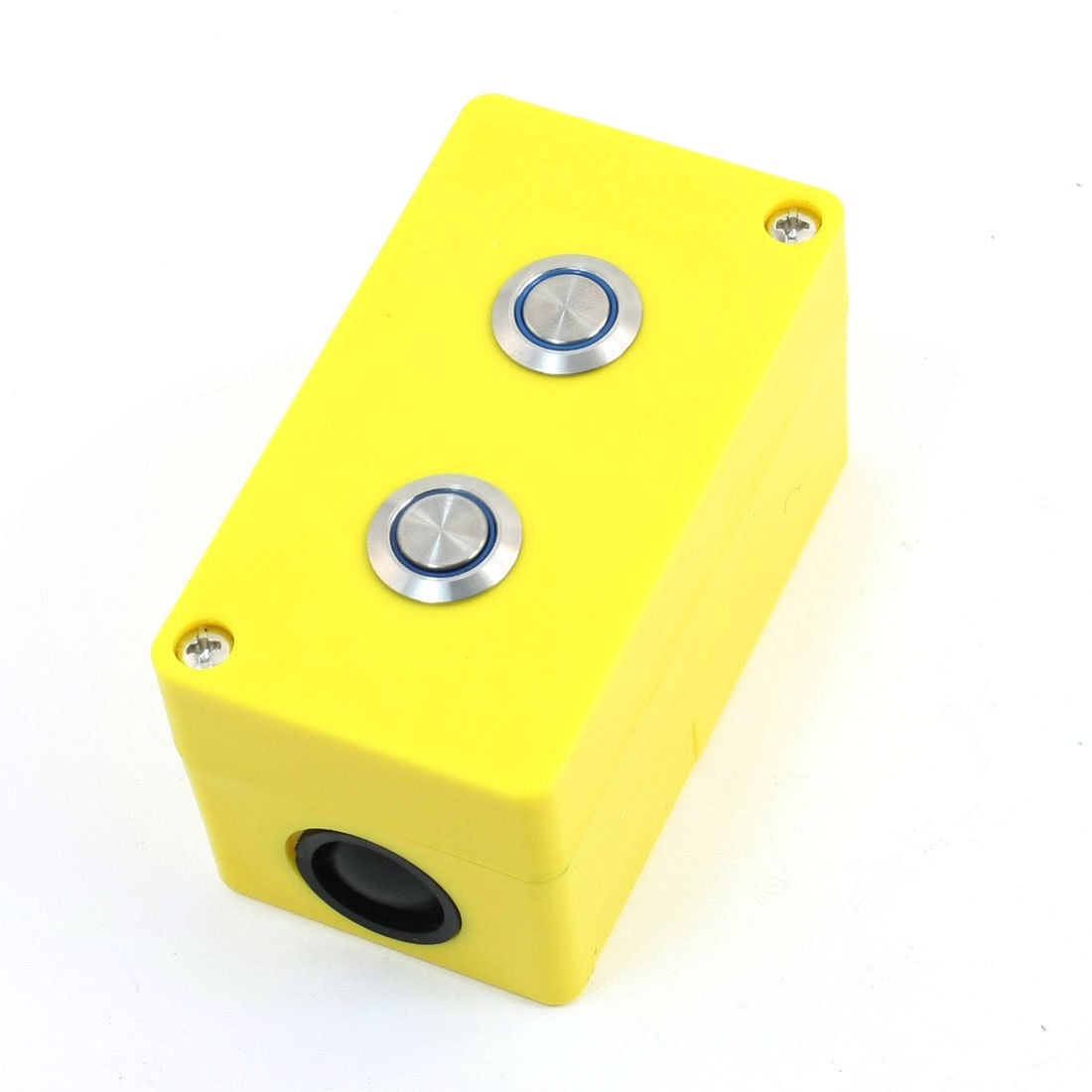 SPDT Momentary 24V Blue Lamp Metal Two Round Button Station 3A 250VAC