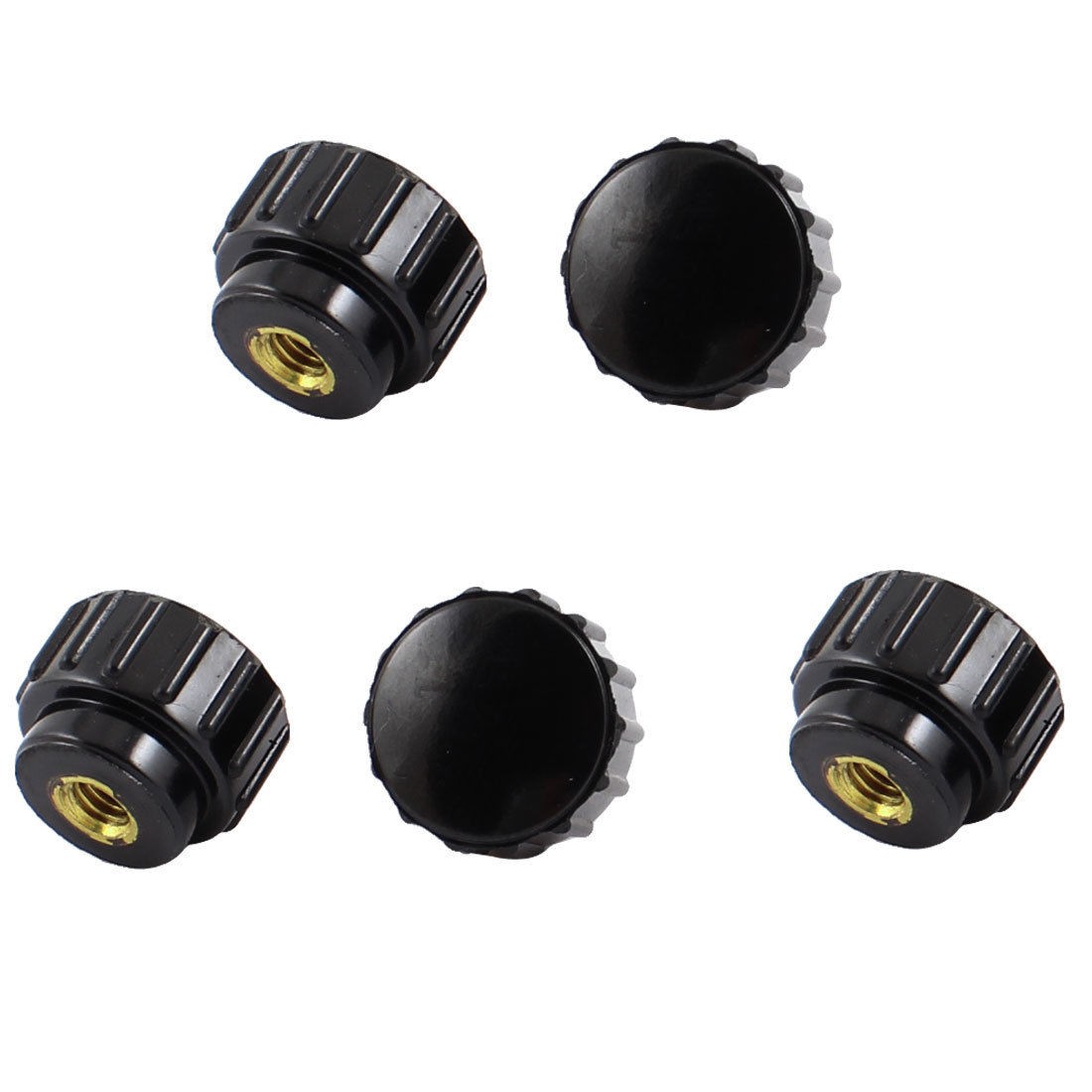 5 Pcs Black 3mm Diameter Female Thread Thumbscrew Grip Knurled Knob