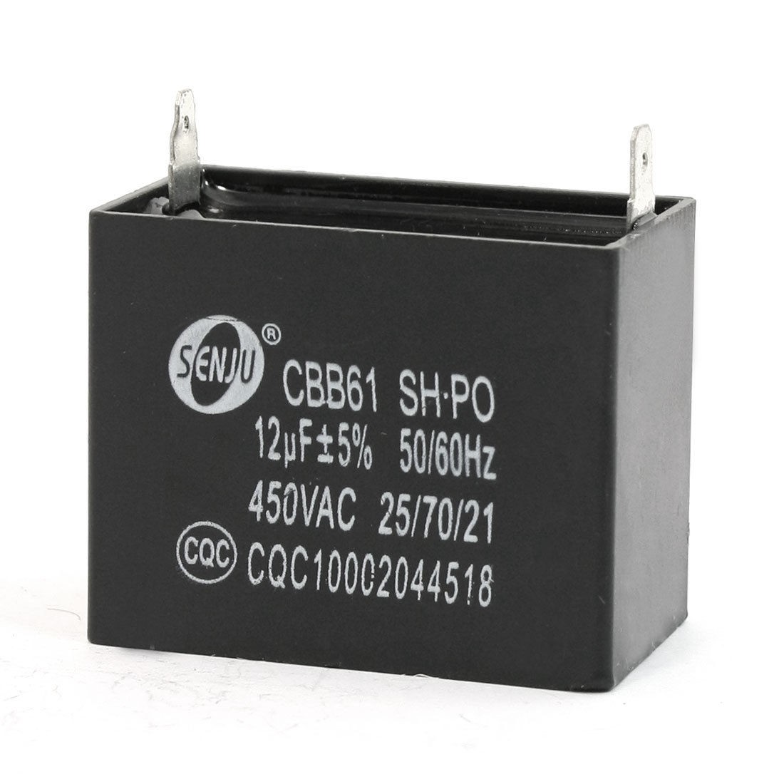 AC 450V 12uF 2 Pins Air Conditioner Motor Capacitor Black CBB61