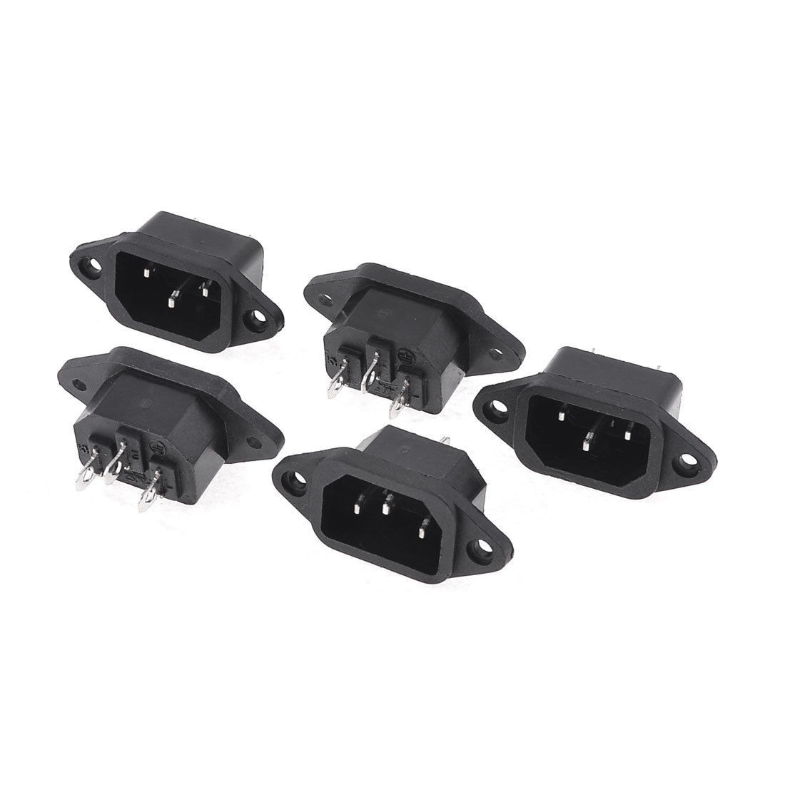5 Pcs 3-Terminal Panel Mount C14 Male Power Plug Adapter 250V 10A