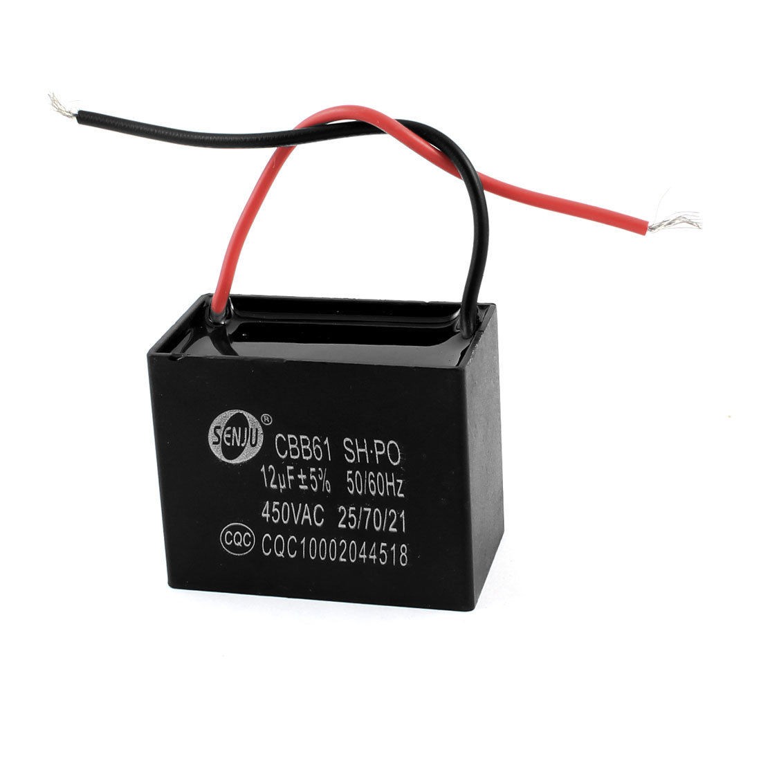 Fan CBB61 12uF 56/60Hz 450VAC 2 Wire Polypropylene Film Motor Run Capacitor