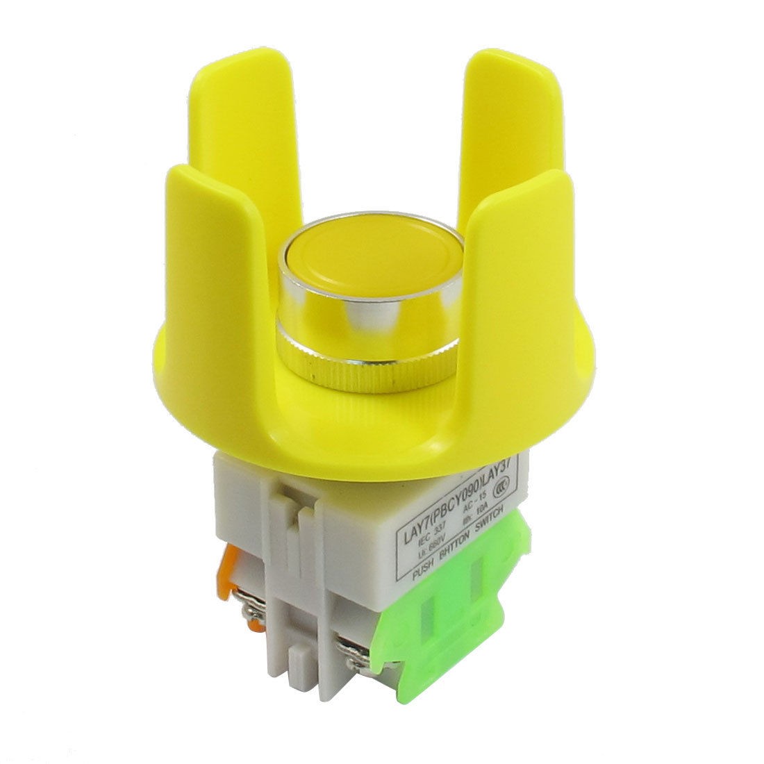 AC 660V 10A 22mm Yellow Non Latching Momentary Push Button Pushbutton Switch
