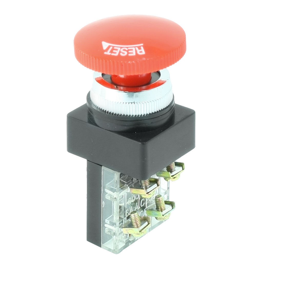 AC 250V 6A 1NO 1NC DPST Latching Red Mushroom Emergency Stop Push Button Switch